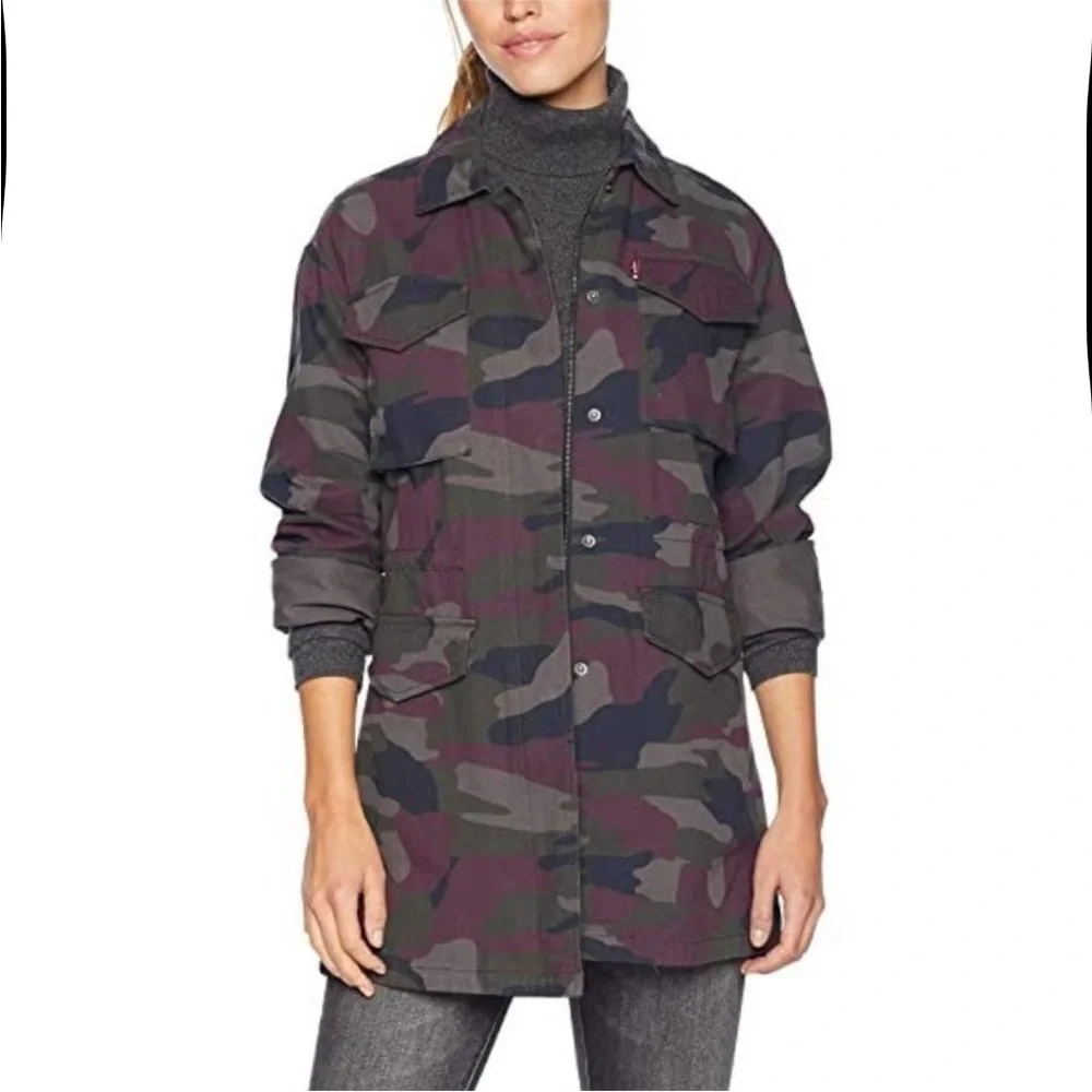 Levi's Oversized Military Filed Jacket in Purple Camo Cotton Pockets size Small - Picture 8 of 8